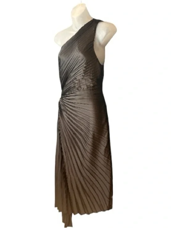 Vici Black Asymmetrical One-Shoulder Pleated Maxi Dress Size M Formal Evening - Picture 9 of 13